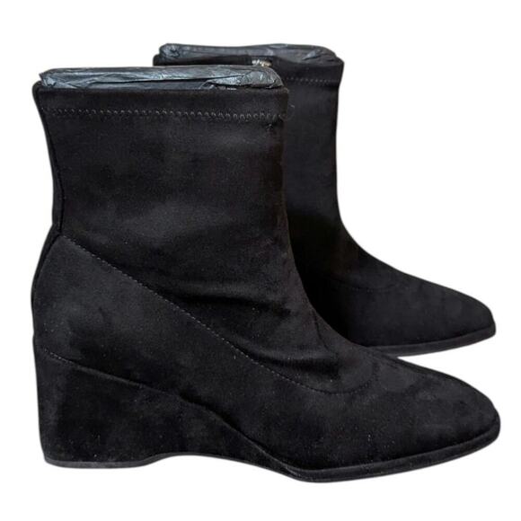 Aerosoles Faux Suede Wedge Ankle Boots Anouk Black Size 9 - Picture 1 of 8